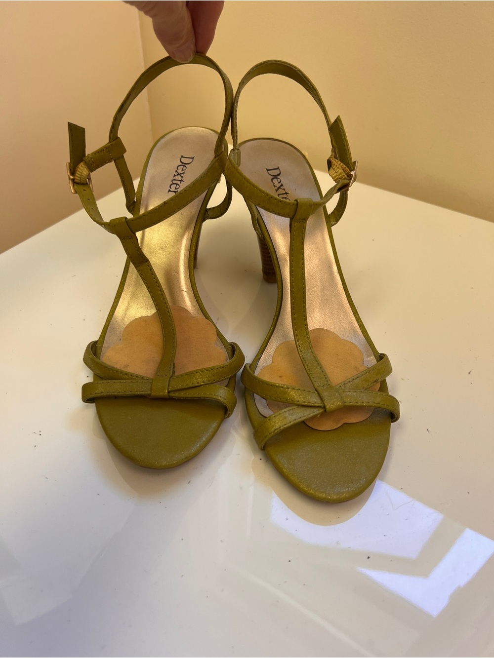Dexter Olive Green T-Strap Heels